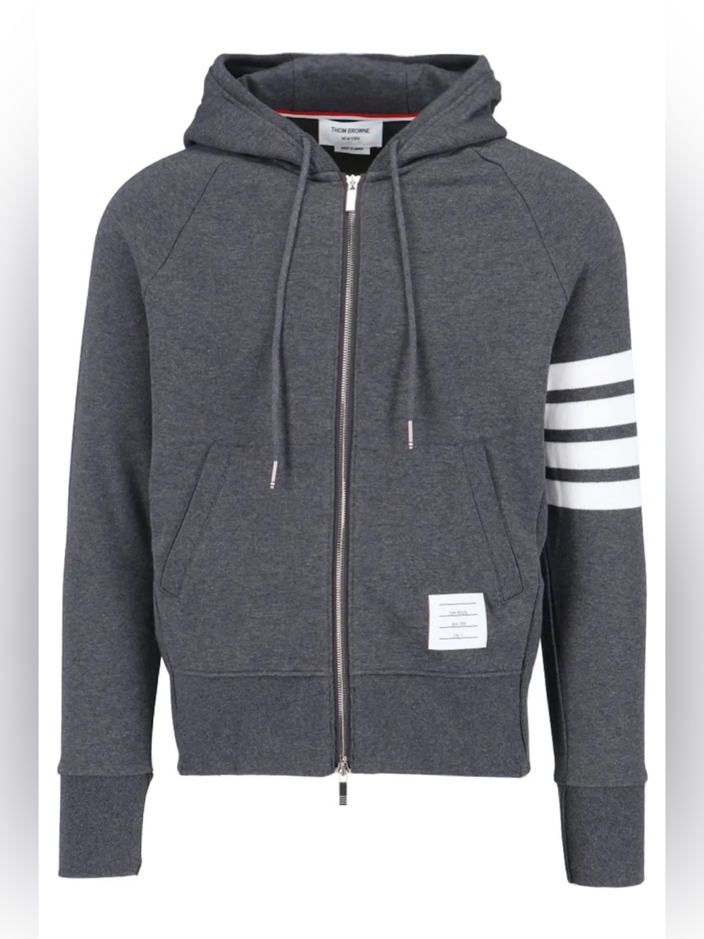 Thom Browne Classic Loopback 4-Bar Zip Hoodie Grey N257-9